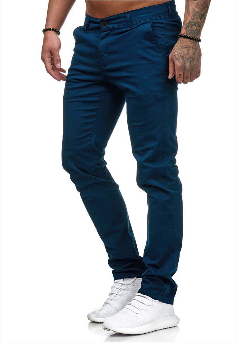 Men's new casual trousers slim solid color trousers