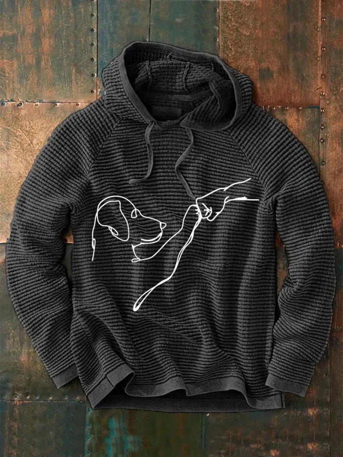 Men's Dog Hooded Waffle Oversized Sweatshirt
