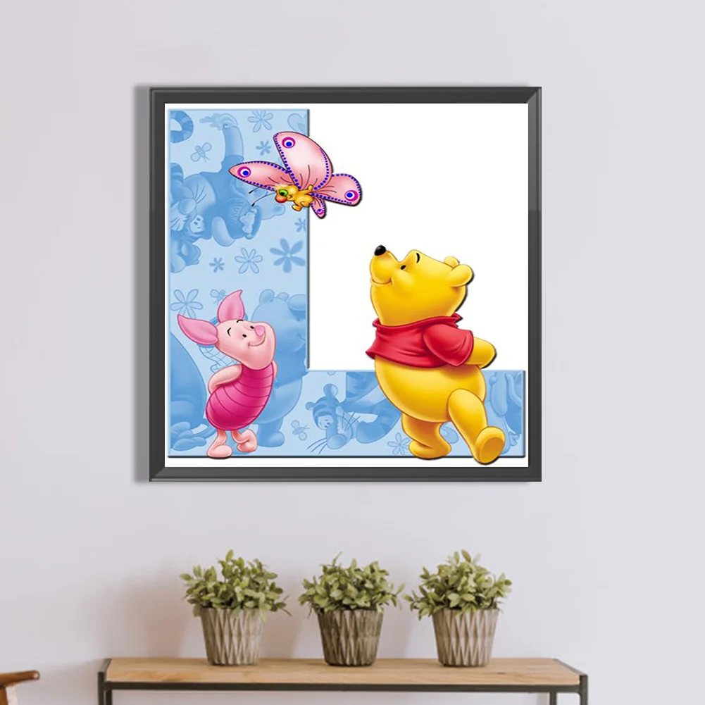 5D DIY Full Round Drill Diamond Painting Winnie the Pooh Letter L Kit Decoration