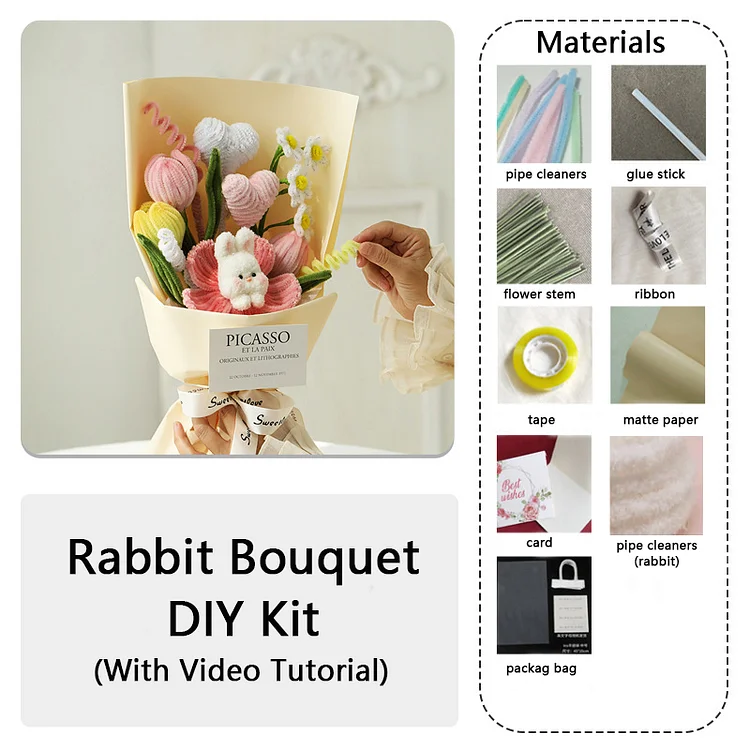 DIY Pipe Cleaners Kit - Rabbit Bouquet