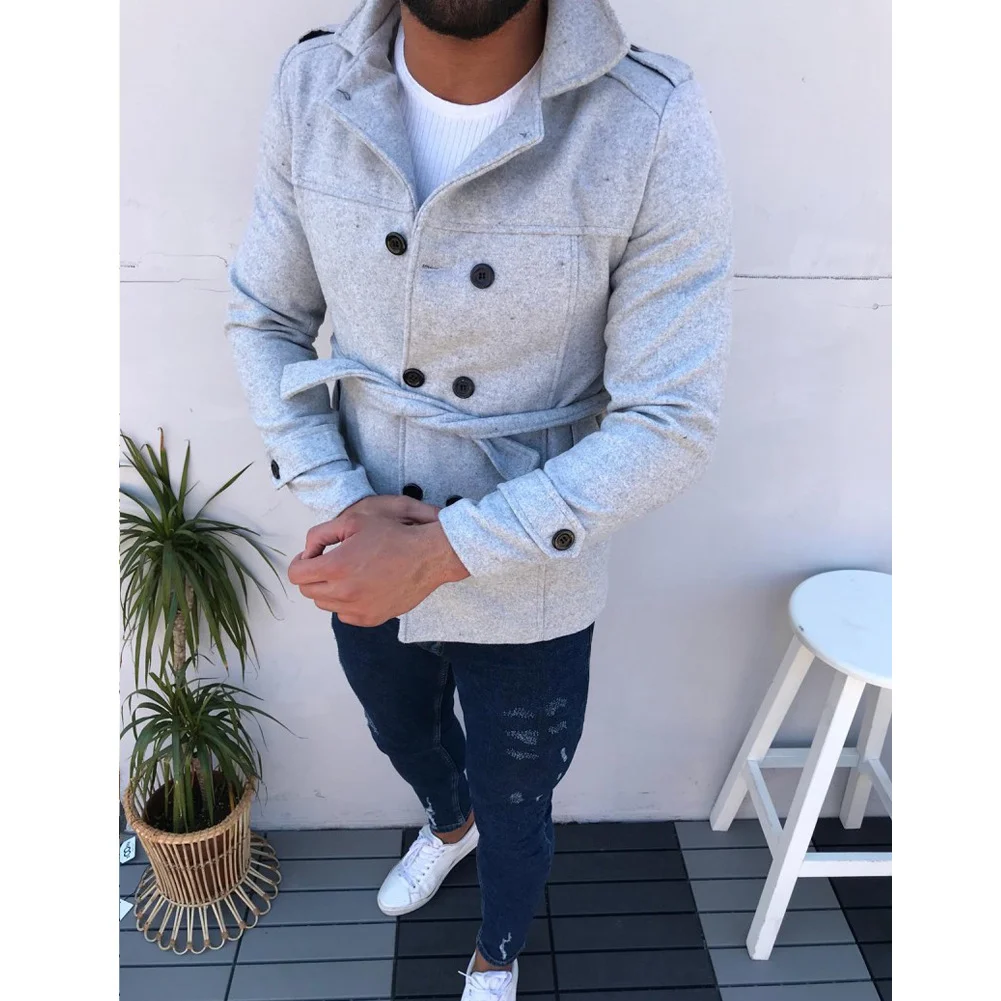 Lapel double-breasted casual trench coat