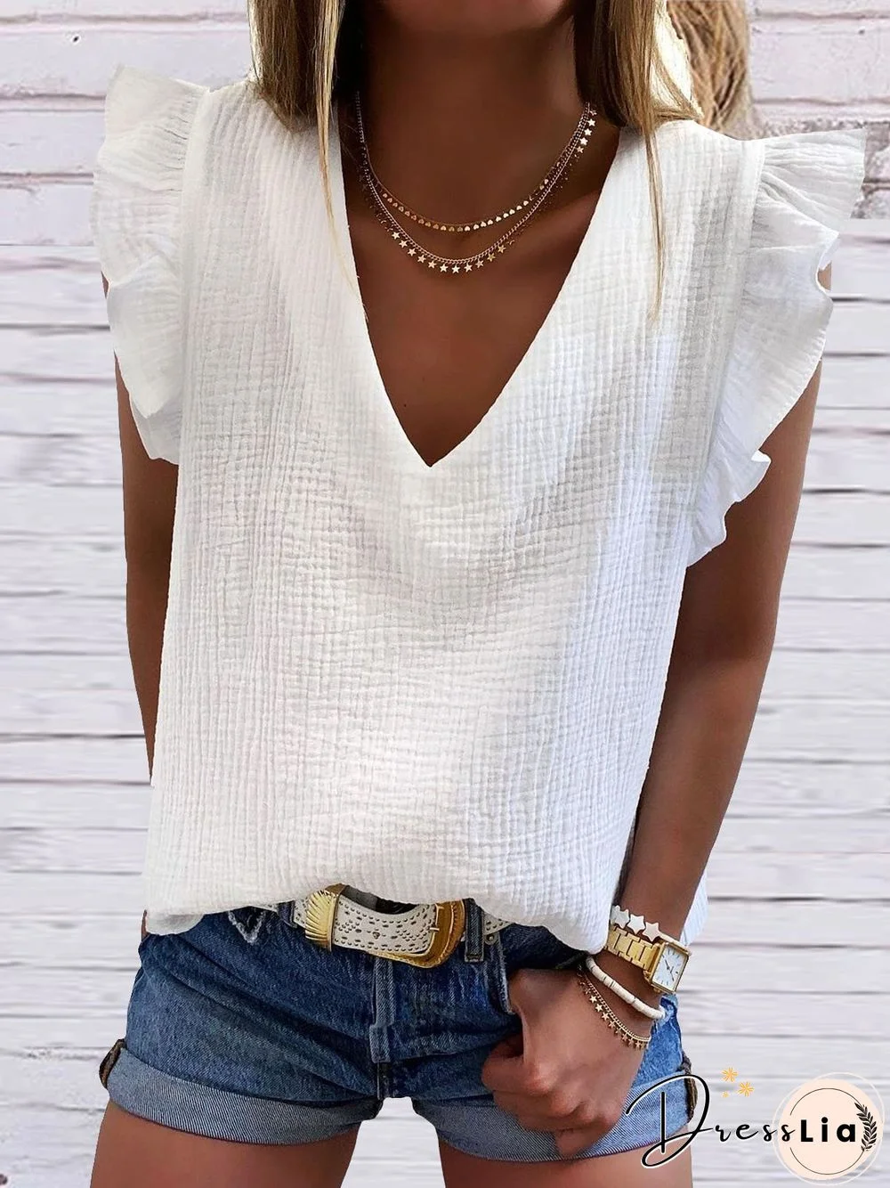 Casual Plain Cotton Tops