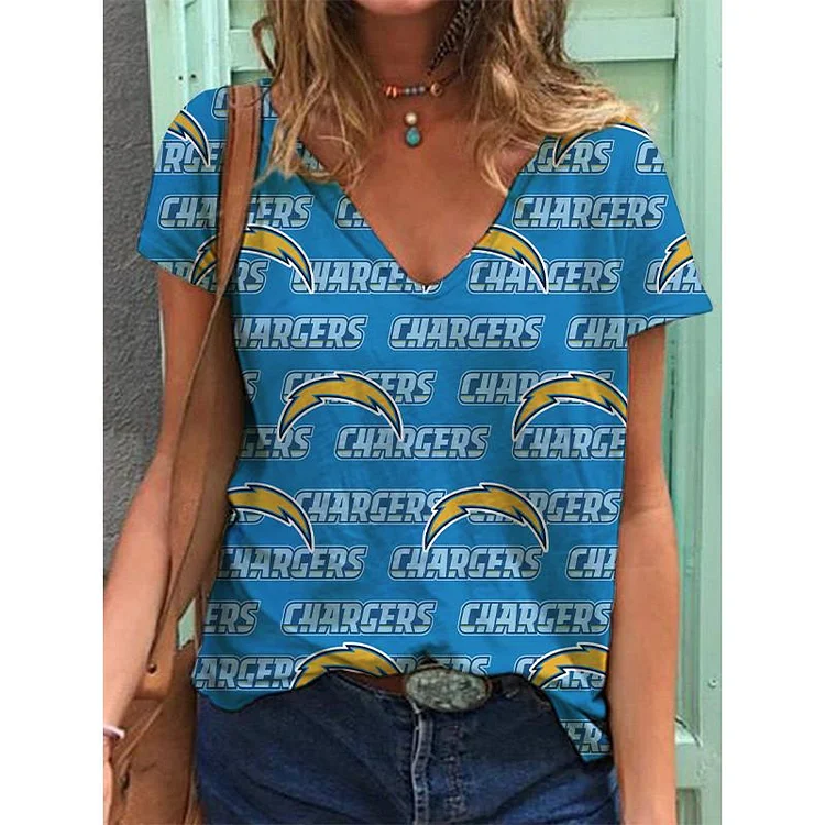 Los Angeles Chargers Lightweight Short Sleeve V-Neck T-Shirt