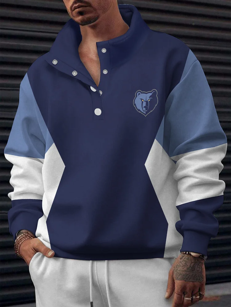 Memphis Grizzlies 2025 New Design Casual Snap Mockneck Pullover