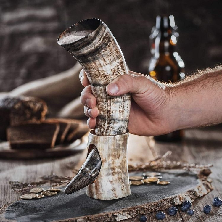 Viking Drinking Horn Mug with Stand