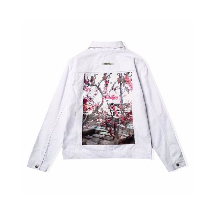 Fog Essentials Coats Spring Fog Plant Flower Running Three-Dimensional Embroidery Washing Craft Denim Jacket