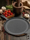28cm Iron Ribbed Frying Pan Nonstick Handles Saucepan Pancake Skillet Household
