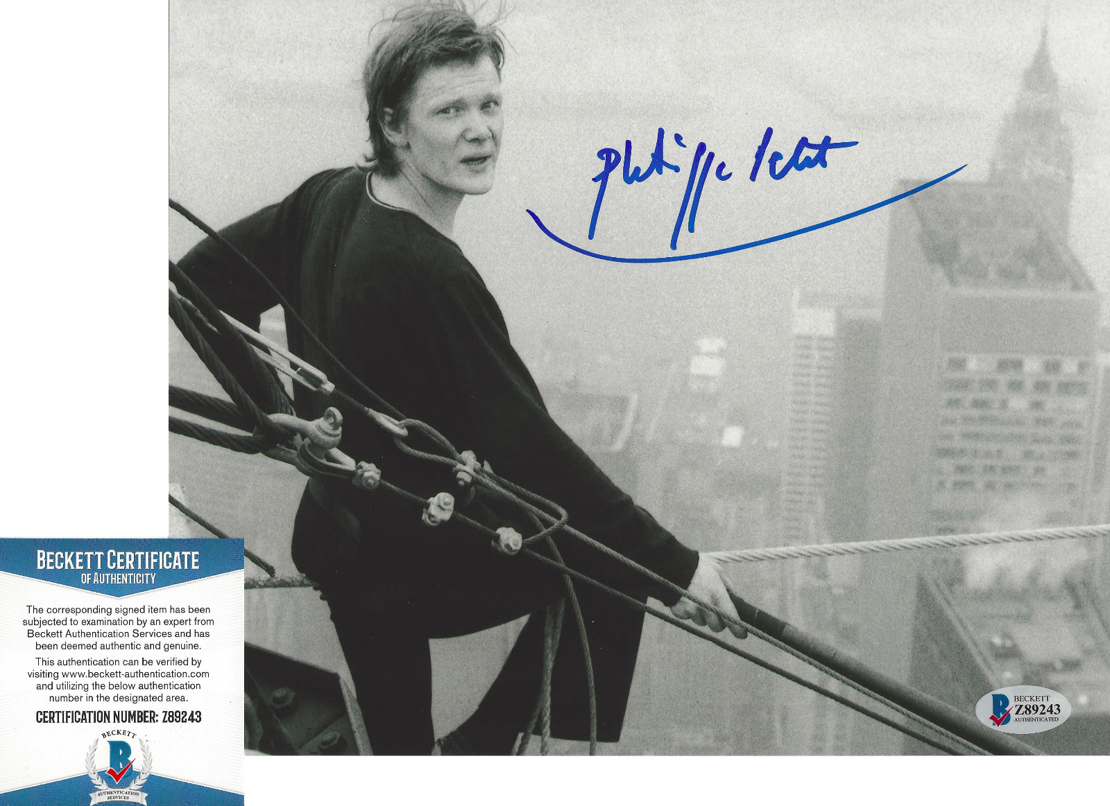 PHILIPPE PETIT SIGNED HIGHWIRE WALKER WTC MAN WIRE 8x10 Photo Poster painting B BECKETT COA BAS