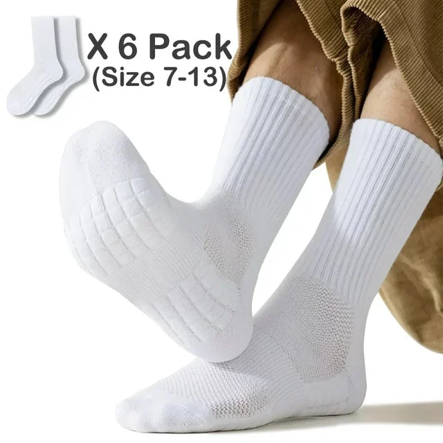 Men's Socks， Women's Socks，Sports Socks，Ankle Socks，6 Pack（White）Size 7-13