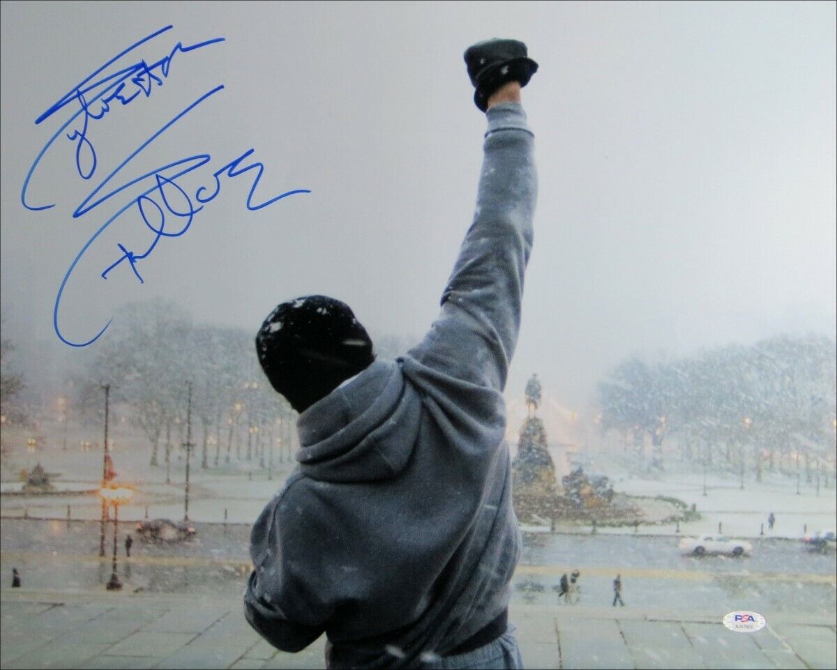 Sylvester Stallone Signed Autographed 16X20 Photo Poster painting Rocky Fist in Air PSA AJ57603