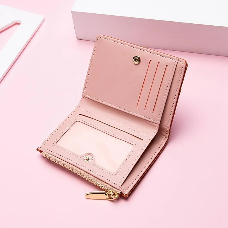 Fashion Simple Women's Small Wallet Short Zipper Folding Embossed Women's Wallet