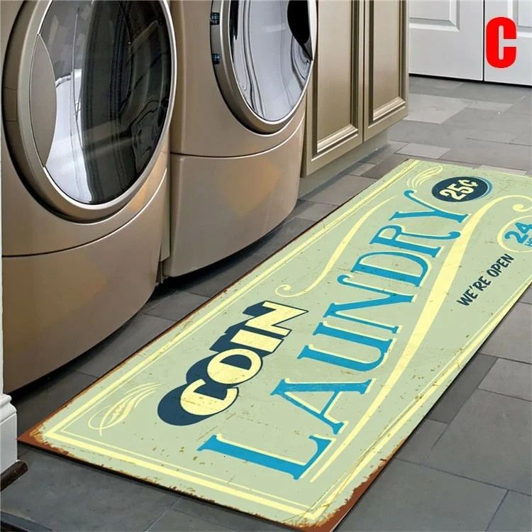 Non-Slip Floor Mat Laundry Room Mat Entrance Doormat Self-Service Laundry Bath Mat Carpet Laundry Room Decor Balcony Rug 112