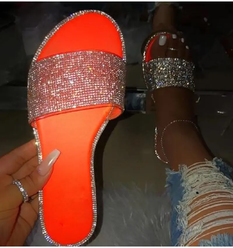 Women's Slippers 2020 Summer New Style Bright Flat Bottom Drag Shoes Women's Sandals Slippers