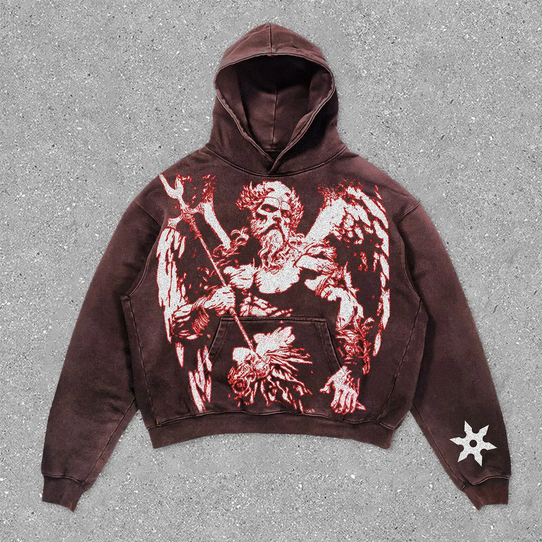 vintage god print hoodie