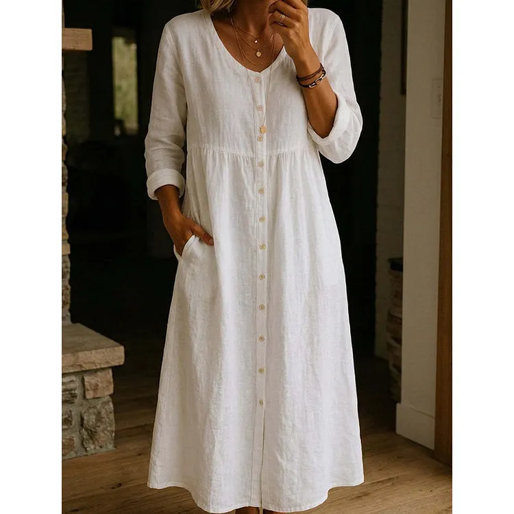 🔆 Great Summer Deal 👗 Women's Casual Midi Linen Dress