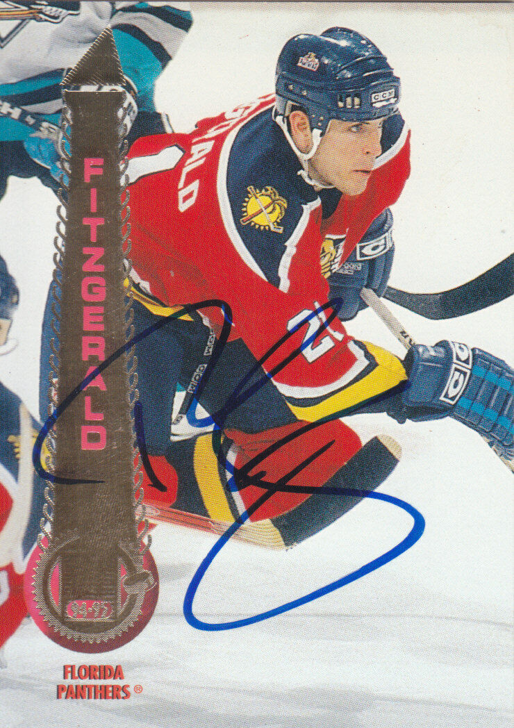 Tom Fitzgerald Autograph 94-95 Pinnacle Panthers Card Predators - Bruins