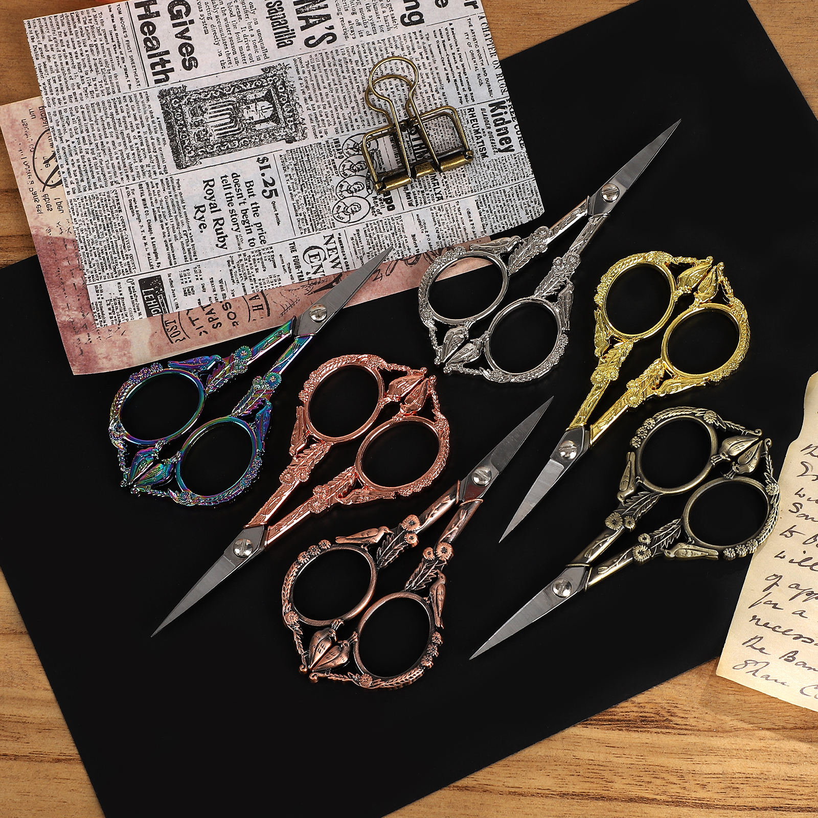 저널세이 빈티지 No. 7 아연 합금 스테인리스 스틸 자수 앤틱 가위