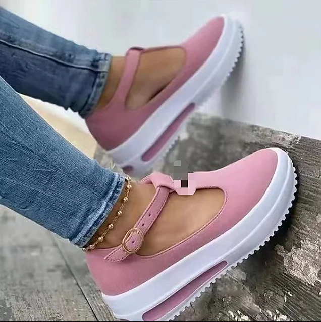 Women's Platform Wedge Heel Round Toe Synthetics Buckle Sandals Sneakers