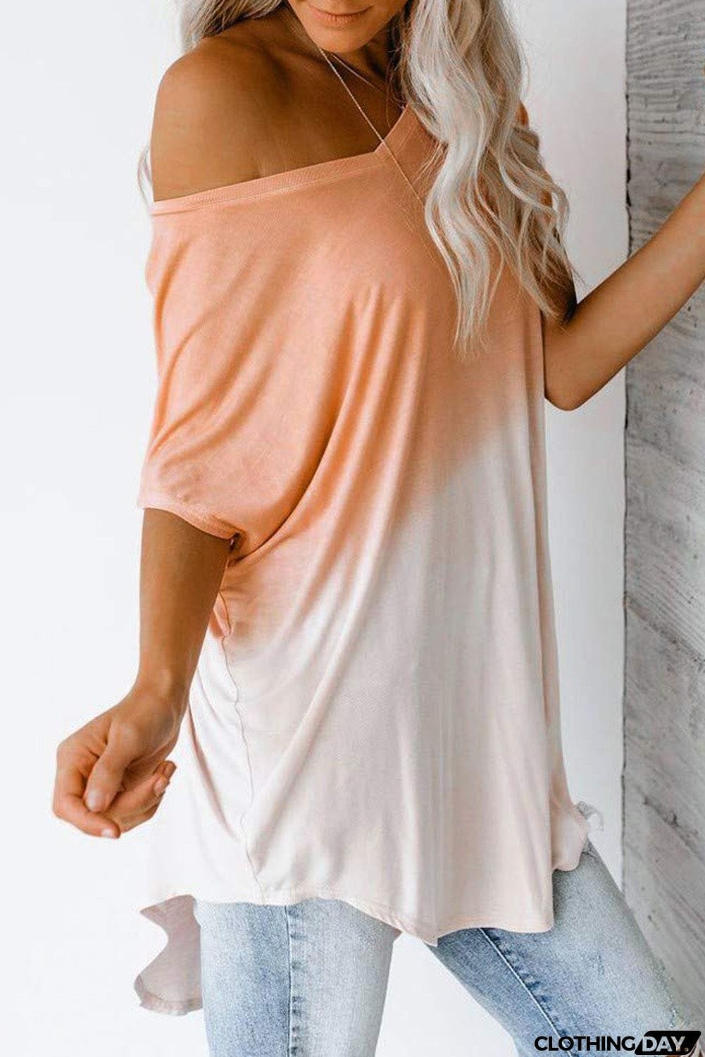 Ombre Color Block Casual Summer Shirt