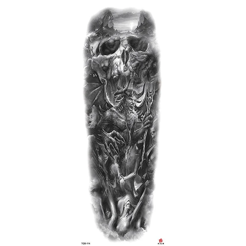 Full Arm Temporary Tattoos Sleeve for Men Women Realistic Fake Tatoo Warrior Lion Mechanical Skull Wolf Rose Tatto Sticker Totem