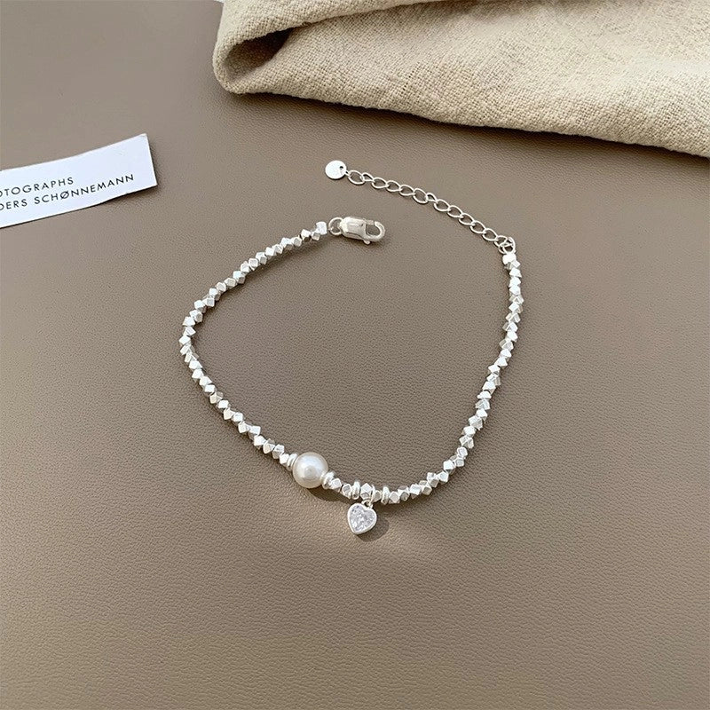 Korean-style Niche Heavy Industry Pearl Silver Beaded Bracelet Women’s Light Luxury Niche Exquisite Bracelet Trendy Bracelet For Girlfriends