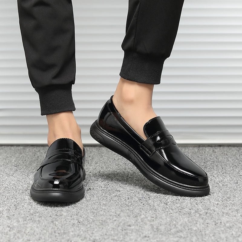 Zero more Men Slip On Dress Shoes Thick Sole Comfortable Height Increasing Men Patent Leather Moccasins Loafers
