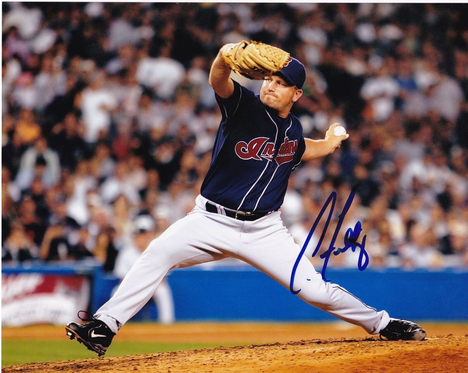 AARON FULTZ CLEVELAND INDIANS ACTION SIGNED 8x10