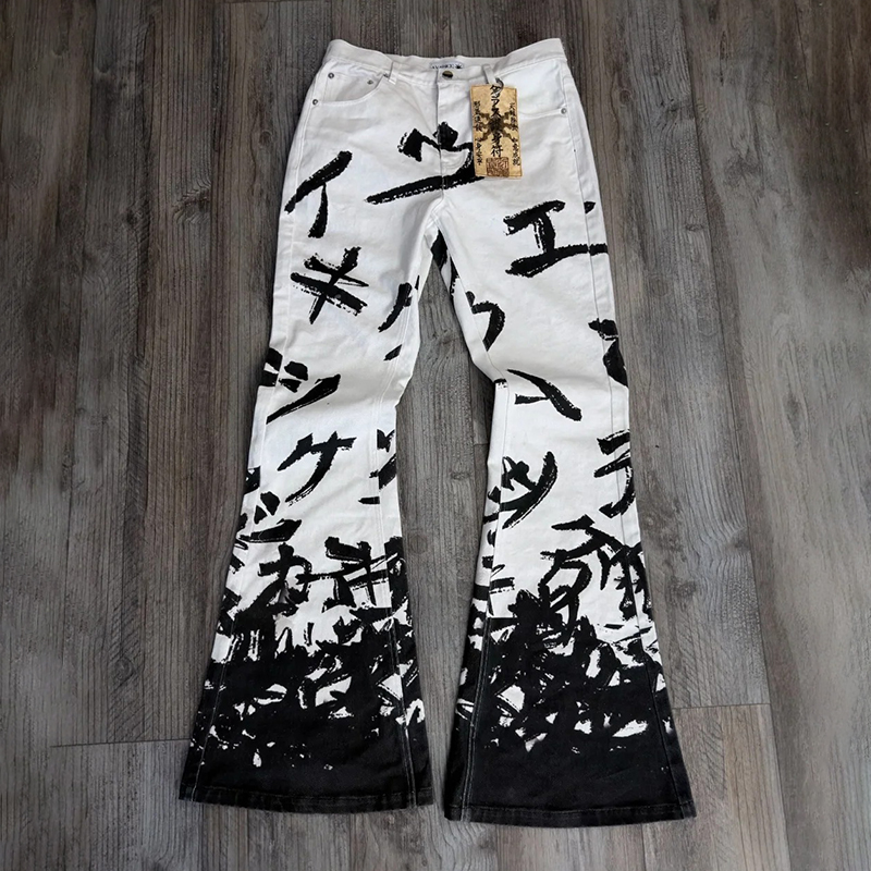 Personalized Y2k Katakana Japanese Art Flared Jeans artswardrobe