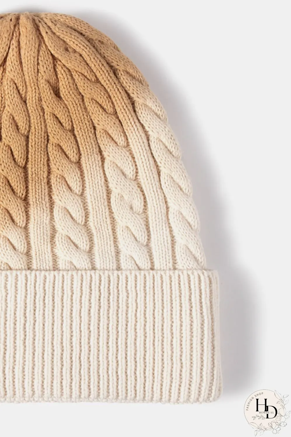 Contrast Tie-Dye Cable-Knit Cuffed Beanie