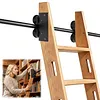 20FT Sliding Library Ladder Hardware Kit Floor Roller with Brake Telescopic Top Hook Sliding Track Kit with Complete Hardware Set (No Ladder) Indoor Moving Track for Home Office Loft