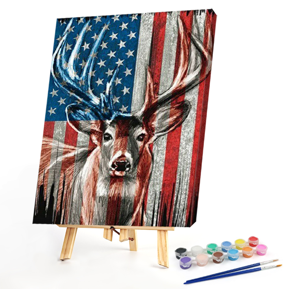 

40*50CM - Paint By Numbers - Deer National Flag, 501 Original