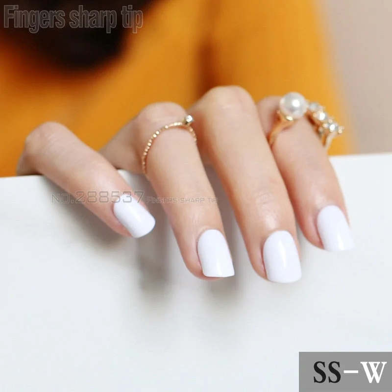 2017 new 24pcs false nails Pure White candy short paragraph round square head comfortable multicolor all wrapped SS-W