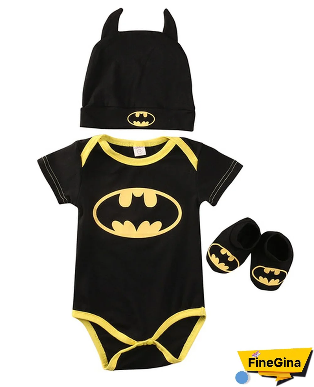 newborn baby boy bat jumpsuit + shoes + hat suit clothes gift cool baby fancy Batman clothes jacket + pants + hat