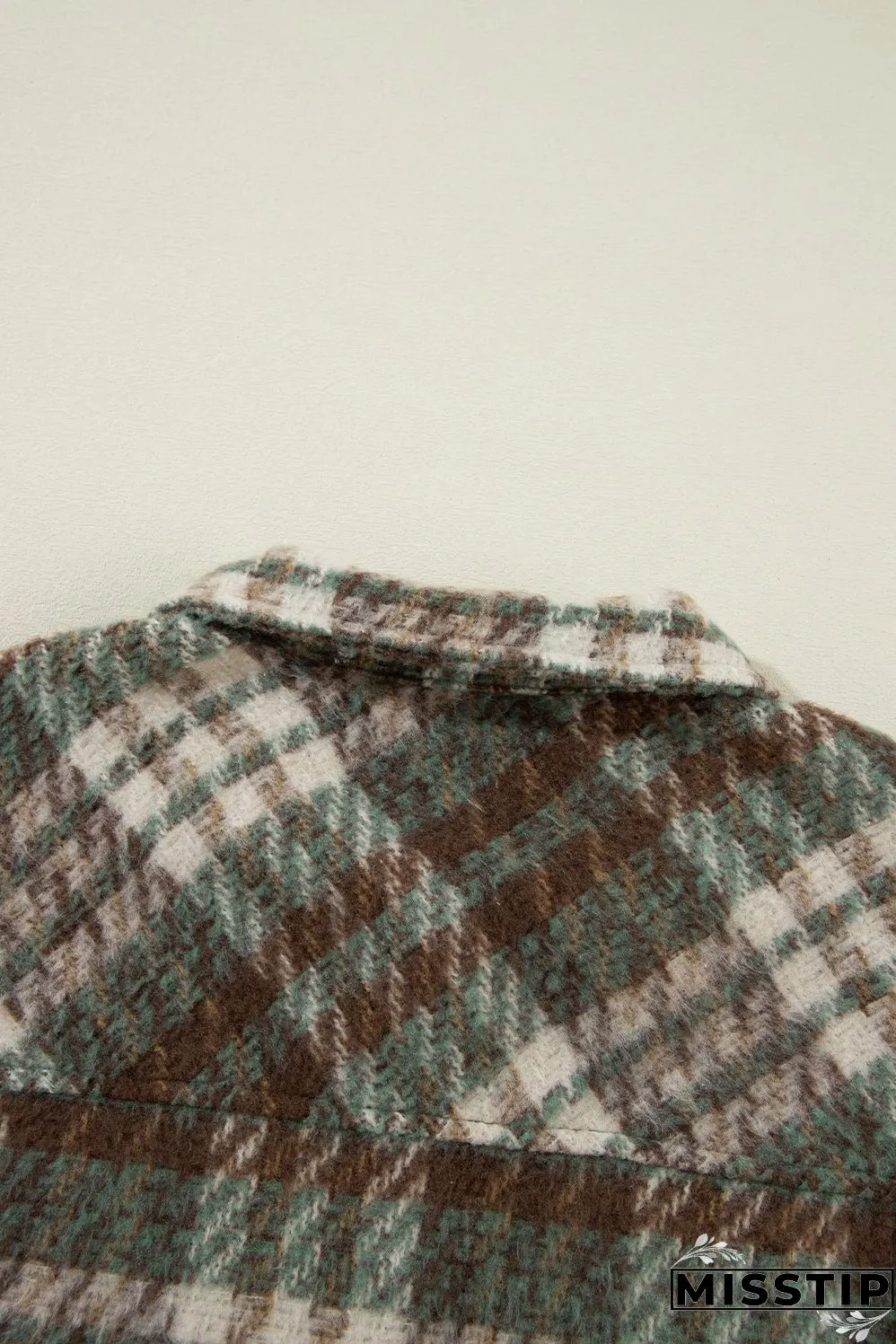Plus Size Soft Plaid Button Down Jacket