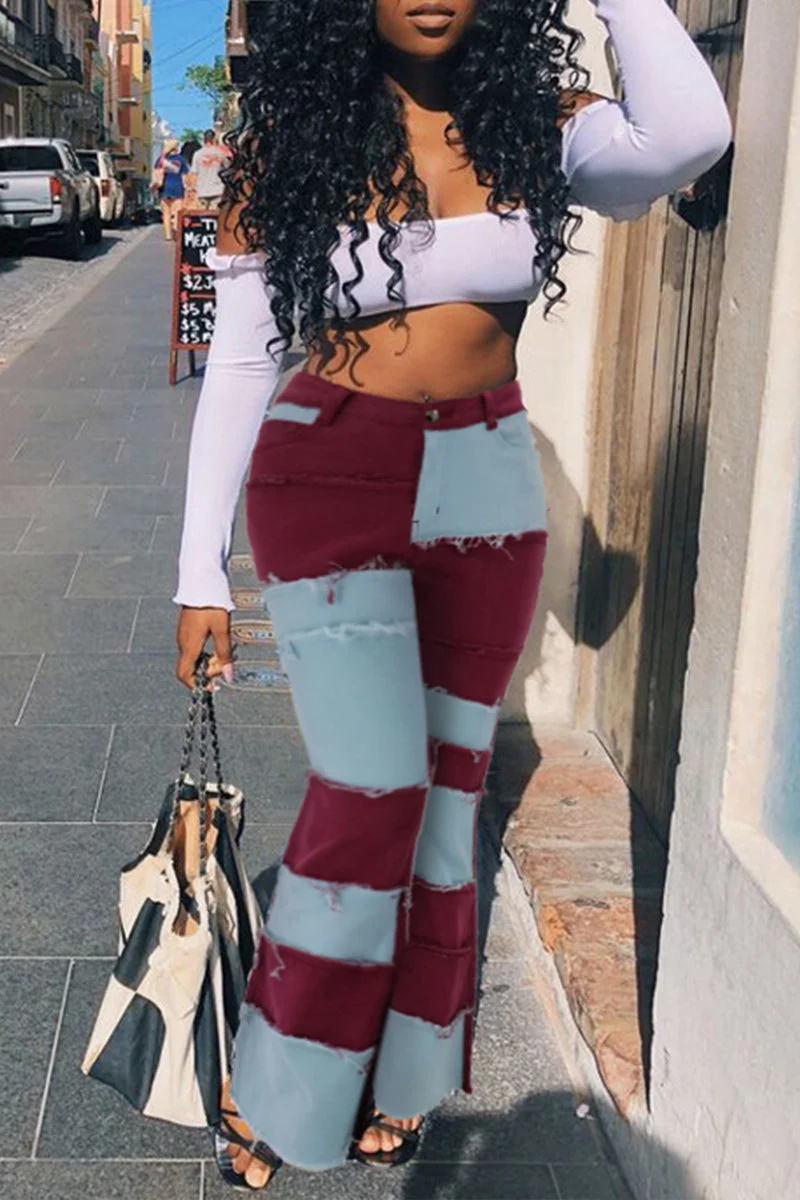 Fashion Patchwork Denim Jeans