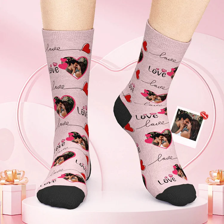 Custom Face Socks Couple Love Socks Custom Lover Funny Socks Valentine's Day Gift