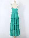 Spaghetti-Neck Falbala Empire Sexy Slim Fashion Maxi Dress