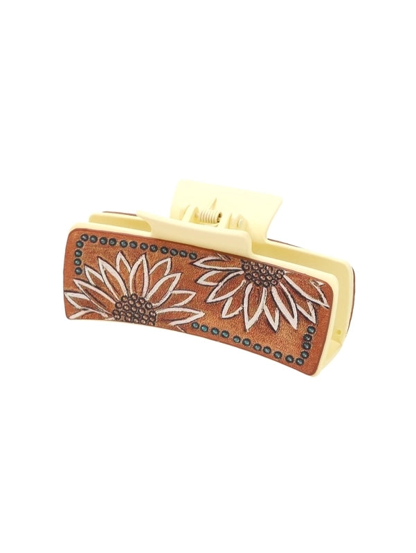 Women’s Vintage Style Minimalist Sunflower Pu Leather Hair Claws