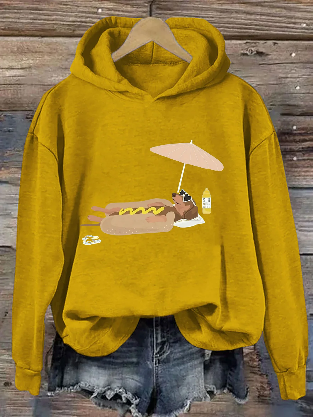 Dog Lounging by Hot Dog  Hoodie