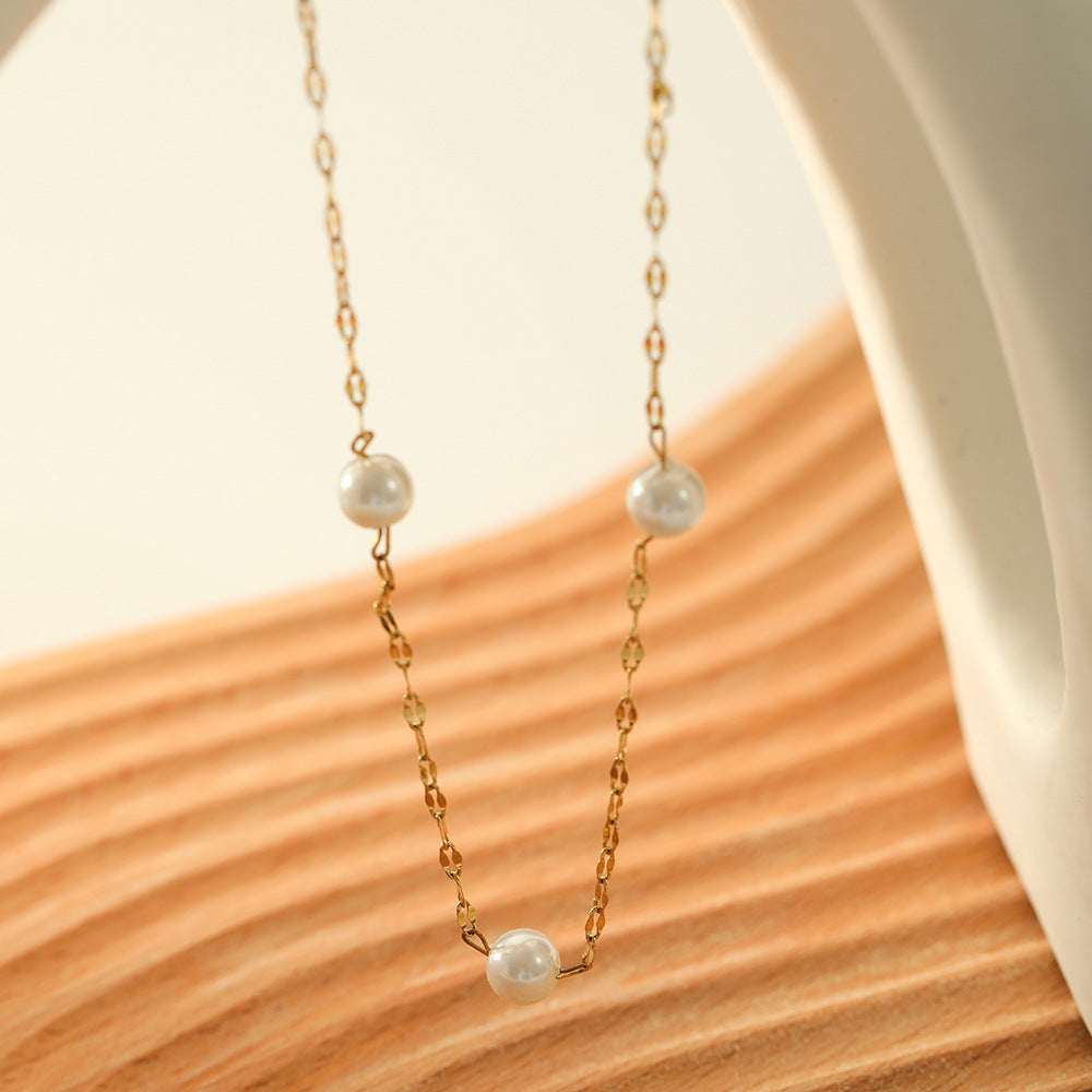 IG Style Pearl Stainless Steel Electroplating Necklaces2