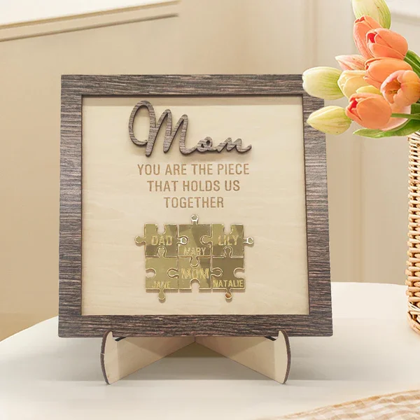 Mom Puzzle Sign Personalized 6 Names You Are the Piece That Holds Us Together Mother's Day Gift