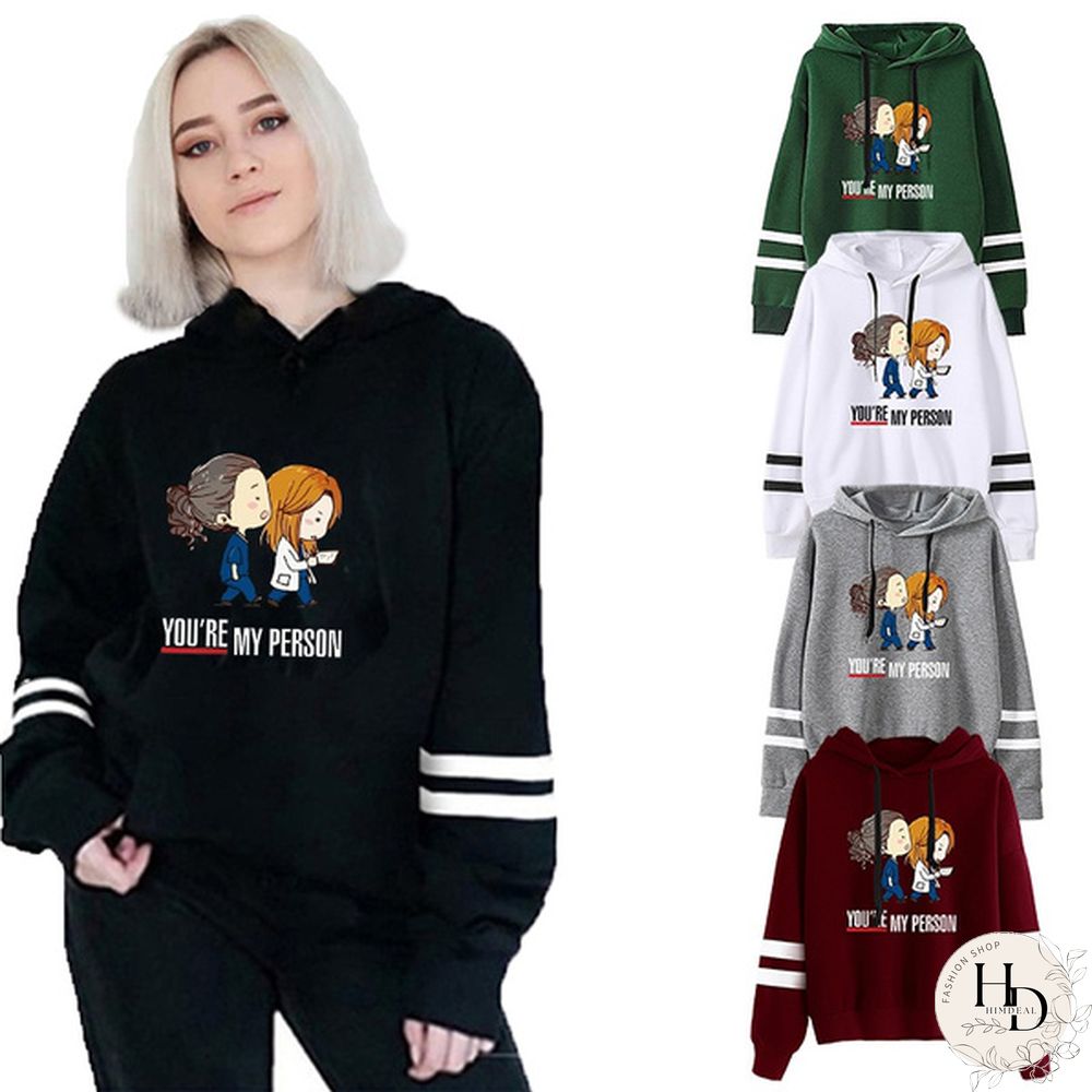 Plus Size Clothe Fashion Hoodies Hot Sale Grey's Anatomy Womens Sportswear Casual Long Sleeve Tracksuit You Are My Person Fashionpullover Tops Hoodies Tumblr