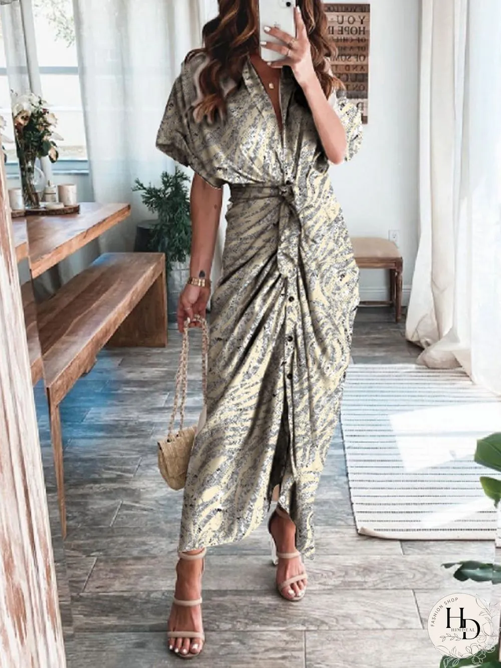 Fashion Print Shirt Dress multicolor P11649