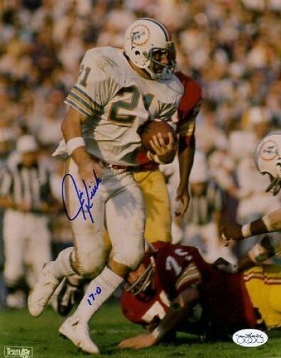 Jim Kiick Dolphins Signed Jsa Cert Sticker 8x10 Photo Poster painting Autograph Authentic