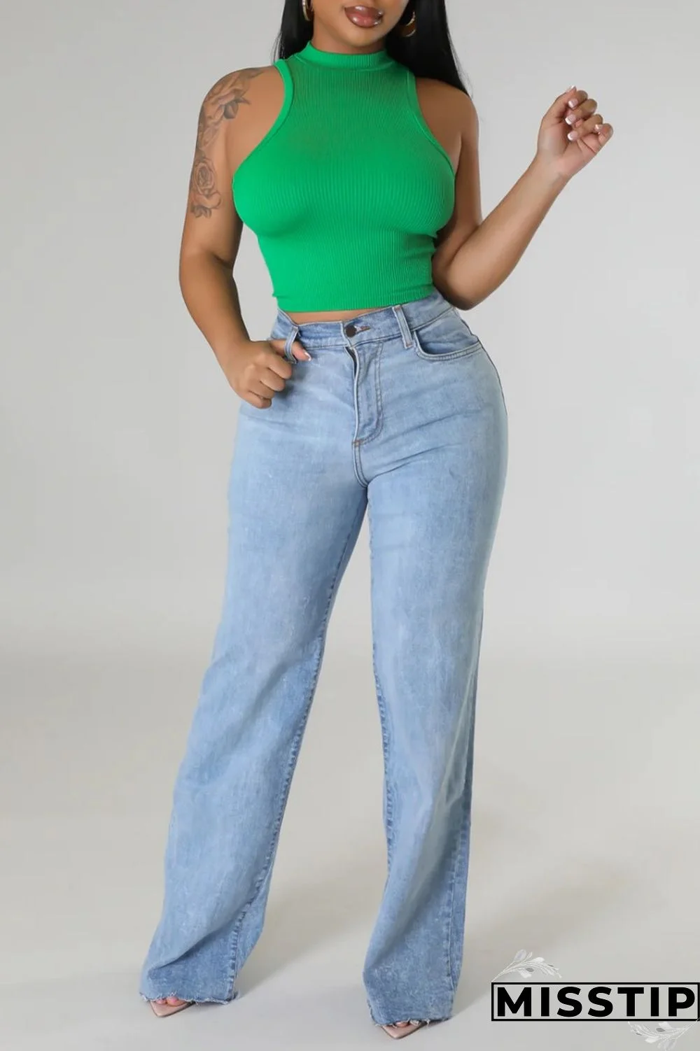 Black Casual Solid Basic Half A Turtleneck Tops