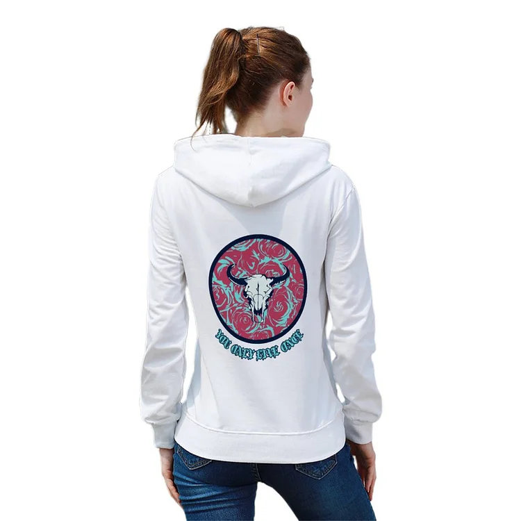 Women's Pullover Rose Pattern Cow Skull You Only Live Once customized, personalized, gift