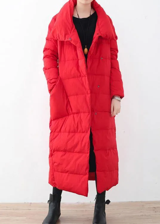 2021trendy plus size women  parka v neck coats red thick warm down coat winter