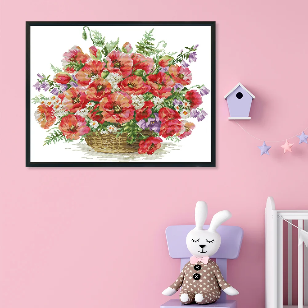 14CT Stamped Cross Stitch - Basket(Canvas|48*37CM)