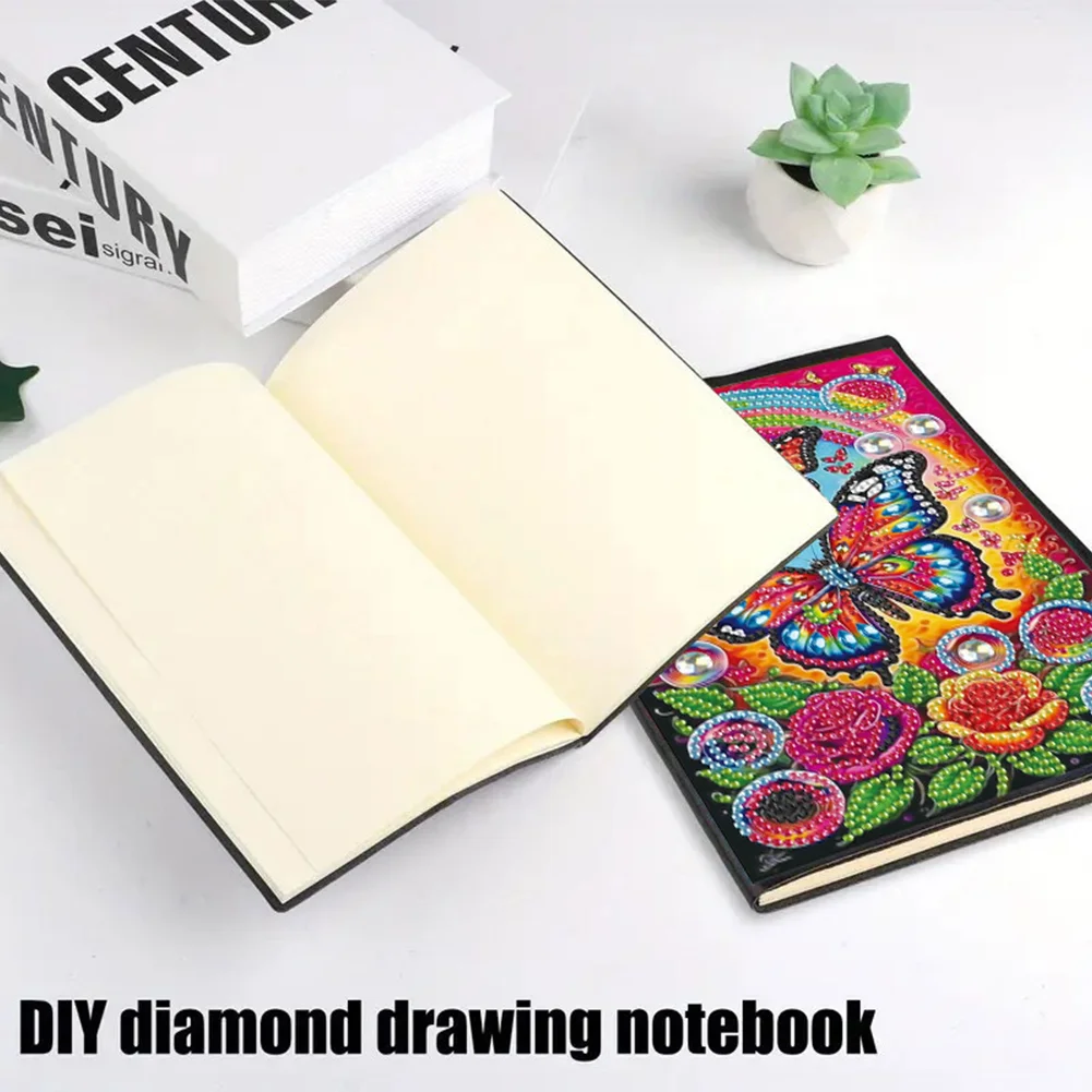 DIY 50 Pages A5 Special Shaped Butterfly 5D Diamond Painting Notebook for Teens