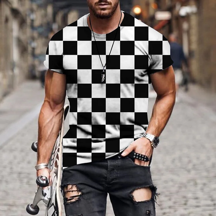 BrosWear Checkerboard Short Sleeve T-Shirt